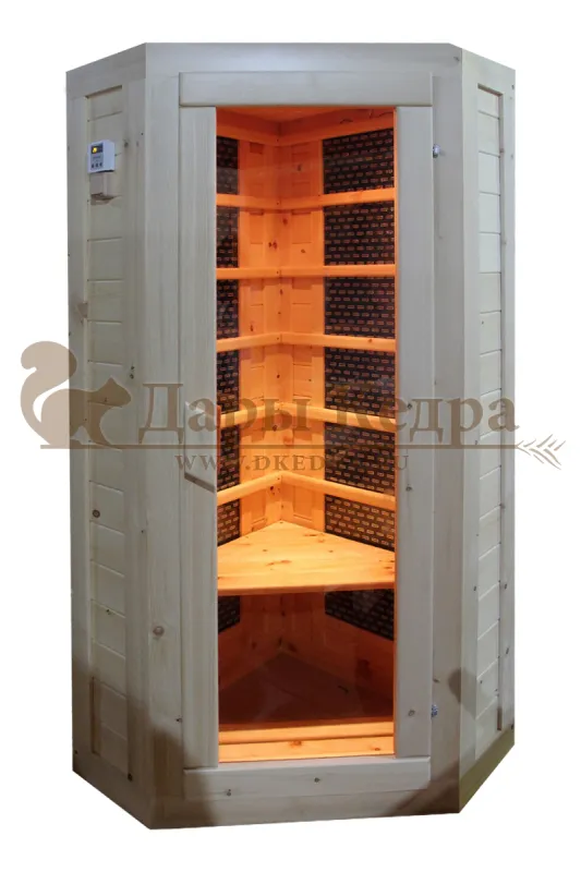Одноместная угловая инфракрасная сауна кабина из кедра и липы с карбоновыми излучателями