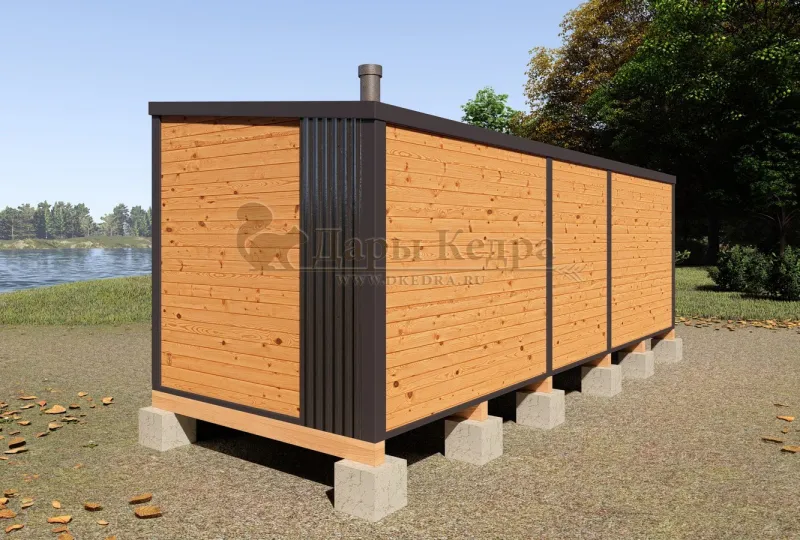 Каркасная баня «Лофт» из кедра 6х2,2 метра (вариант 2)