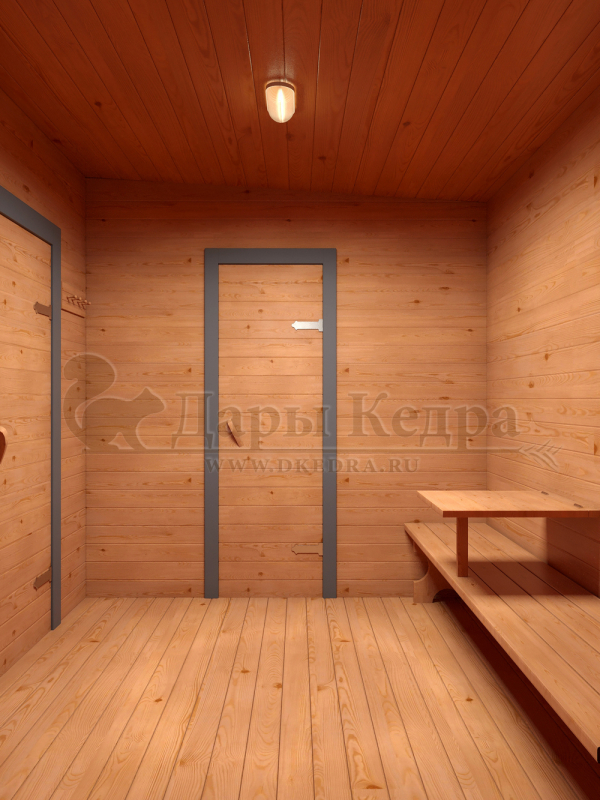 Каркасно-щитовая баня из кедра «Мега» с верандой