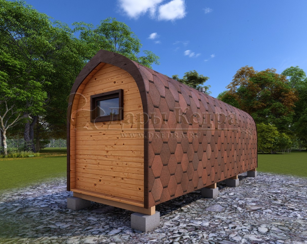 Баня «Викинг» из кедра 6х2,35 м с боковым входом