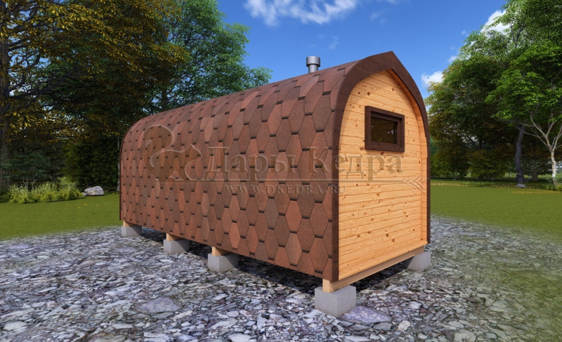 Баня «Викинг» из кедра 6х2,2 м с боковым входом